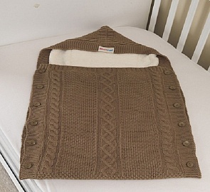 Конверт вязанный U14-07, 50% акрил, 50% полиэстер, внутренний слой велсофт, коричневый (Ups Pups, U14-07-04)